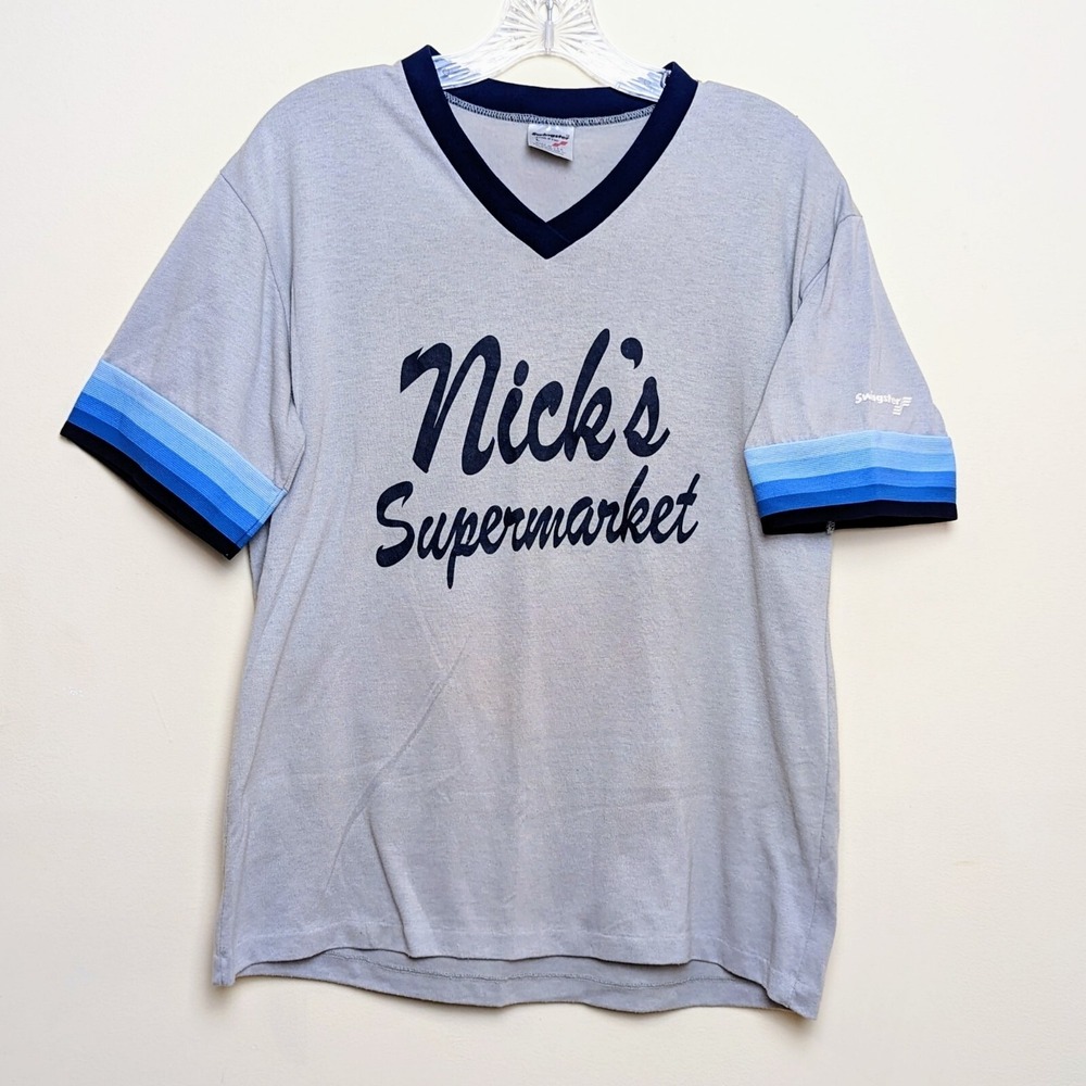 VTG Swingster Nicks Supermarket Baseball Jersey 70s 80s Shirt Single Stitch Med